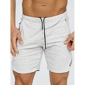 Zipper Pocket Side Slit Heathered Shorts - Off-white Xl